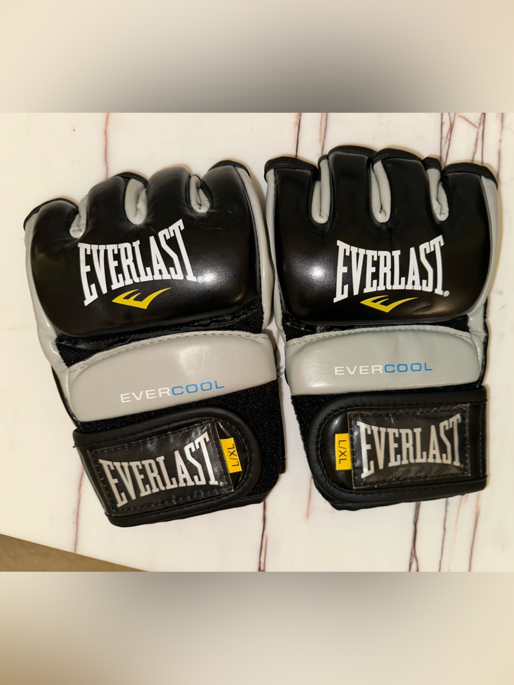 Everlast Black, Gray and Yellow MMA Training Gloves L/XL